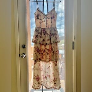 V.Chapman The Caterina dress in Pink Rose Print - Midi length, size 0